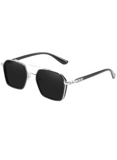Aoron Men's Sunglasses Driving Handsome Sunglasses Blocking UV Sunglasses Fishing Glasses Black Silver Frame 57mm  - Image 1