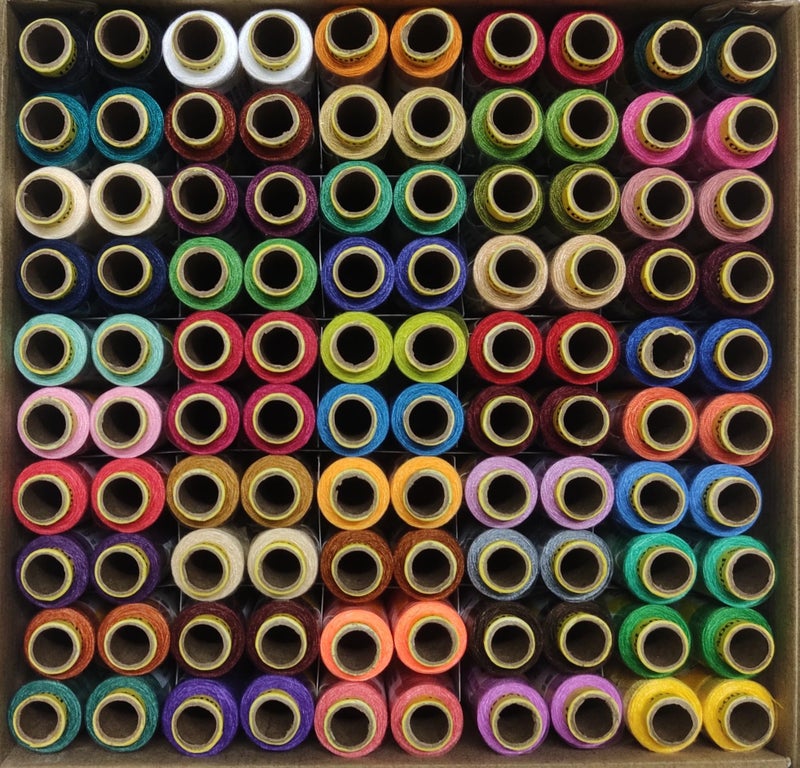 DK Threads Sewking Threads 2 PLY Polyester Sewing Thread Assorted Thread Box | Multicolored Thread Spools - 180 Mtr (50 Colors, Set A) - Image 1