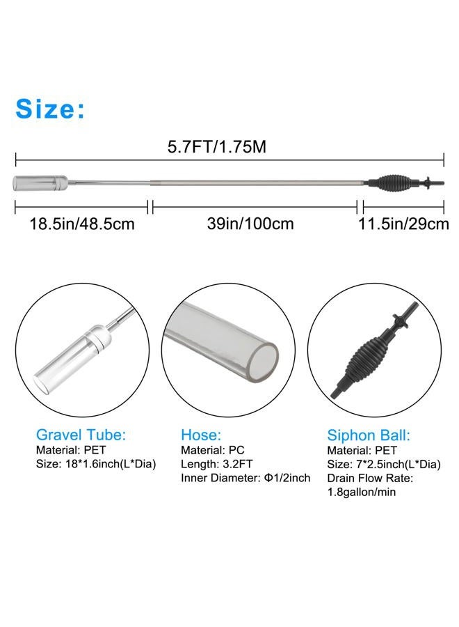 Newpol 5.7FT Aquarium Siphon Vacuum Cleaner for Fish Tank Cleaning Gravel & Sand & Change The Water - Image 2
