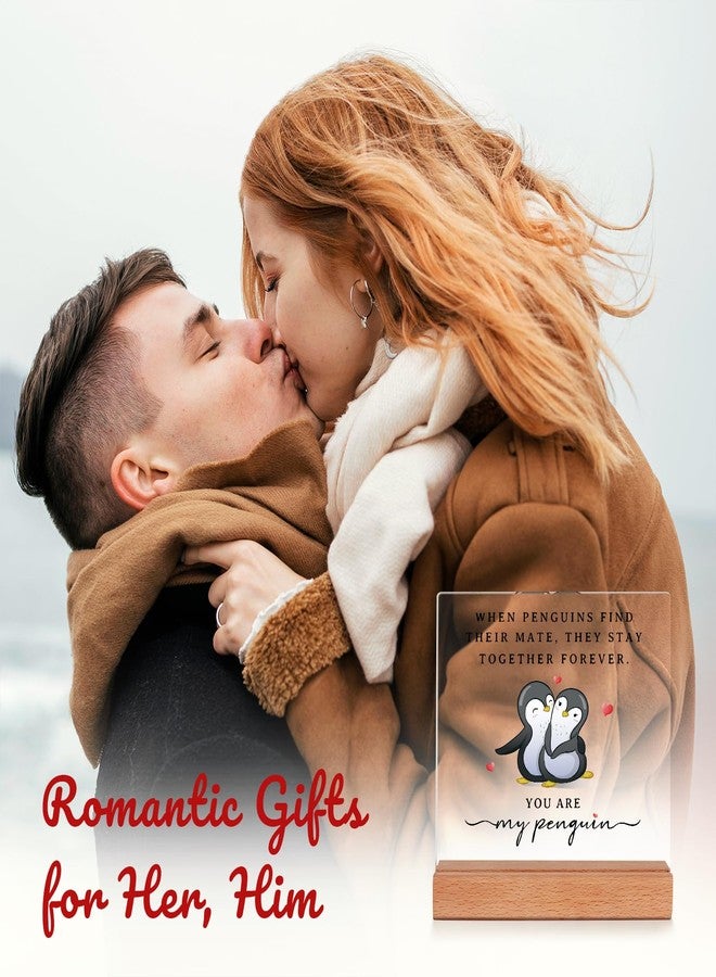 SteadStyle Gifts for Him Her Boyfriend Girlfriend, Romantic Acrylic Plaque Penguin Present, Wedding Anniversary Birthday Gifts for Women Men, I Love You Gift for Couples Wife Husband - Image 2