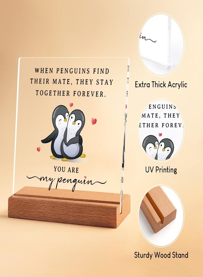 SteadStyle Gifts for Him Her Boyfriend Girlfriend, Romantic Acrylic Plaque Penguin Present, Wedding Anniversary Birthday Gifts for Women Men, I Love You Gift for Couples Wife Husband - Image 4