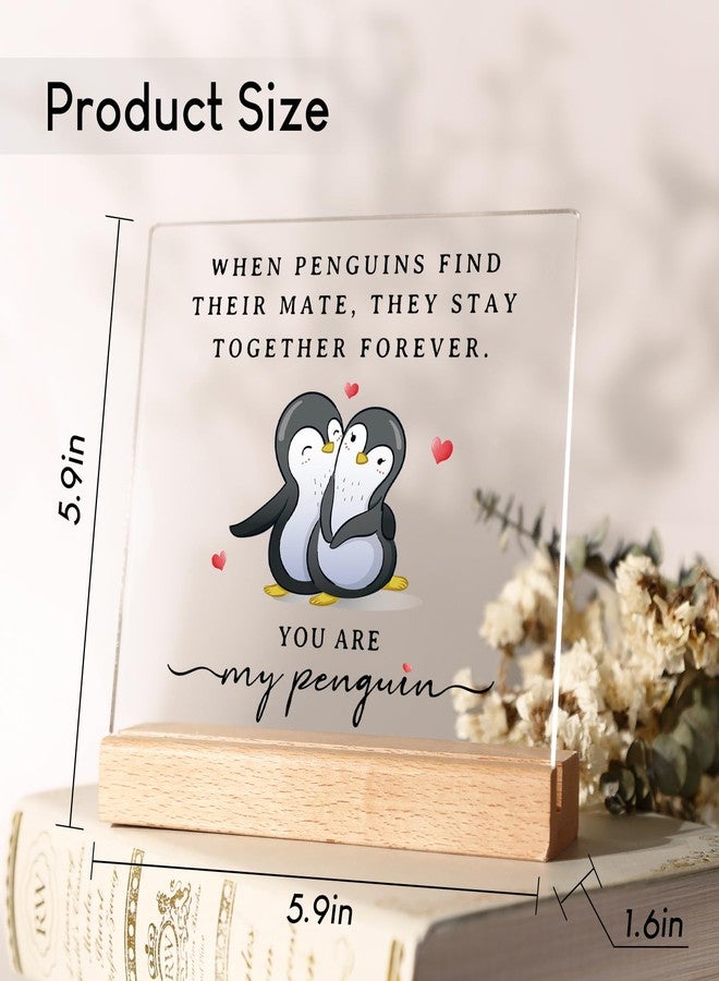 SteadStyle Gifts for Him Her Boyfriend Girlfriend, Romantic Acrylic Plaque Penguin Present, Wedding Anniversary Birthday Gifts for Women Men, I Love You Gift for Couples Wife Husband - Image 3