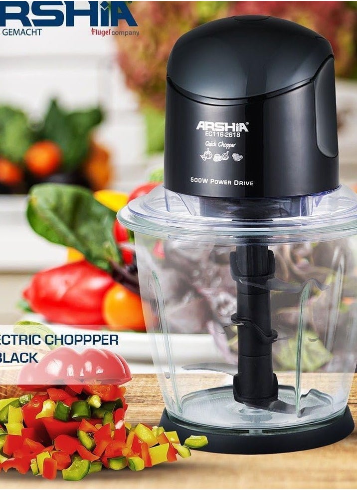 Arshia Arshia electric chopper, 6 blades, 1.5 liters, 500 watts, black color 2618  - Image 1