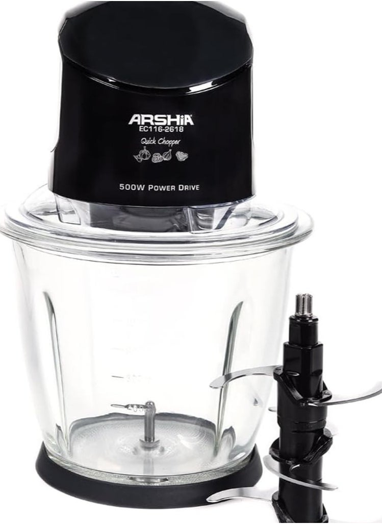 Arshia electric chopper, 6 blades, 1.5 liters, 500 watts, black color 2618 - pzsku/Z9891E4820397C3C81673Z/45/_/1713974822/a7e3935e-fc48-44c1-9e34-4d10c4f3d822