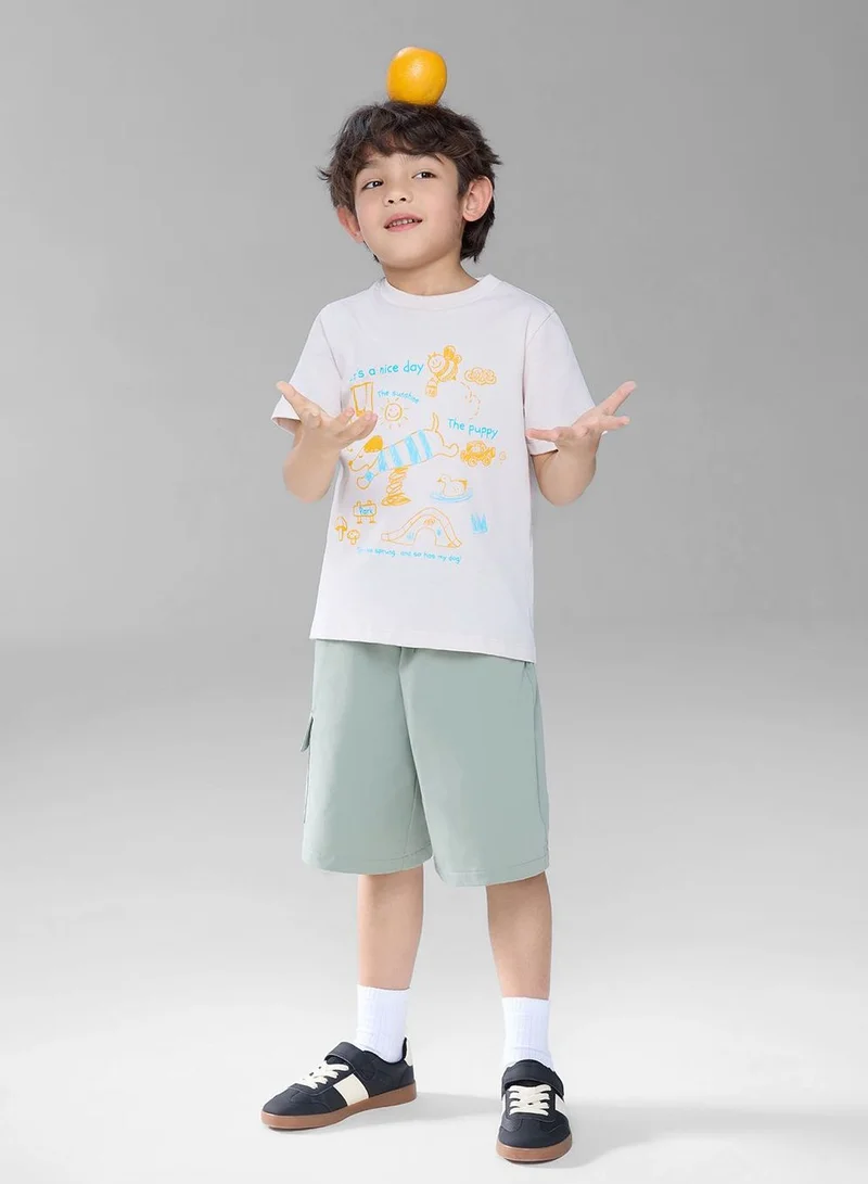 Giordano  Kids Regular Cotton Graphic Print Regular Fit Tee  | Best Price UAE