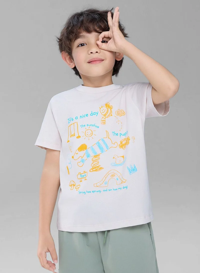 Kids Regular Cotton Graphic Print Regular Fit Tee