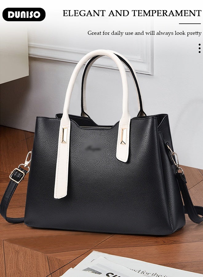 DUNISO Women's Elegant Tote Bag Handbags with Large Capacity Faux Leather Shoulder Bag Ladies Fashion Designer Satchel Crossbody Bag with Detachable Strap for Ladies  - Image 4