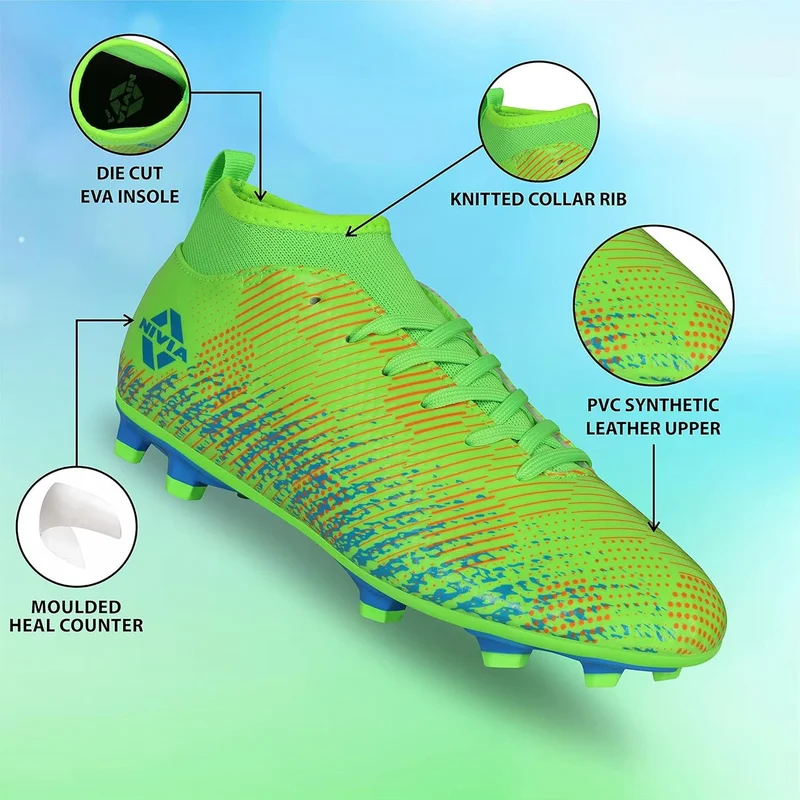 Nivia Pro Encounter 9.0 Football Boots - Neon Green/A.Blue