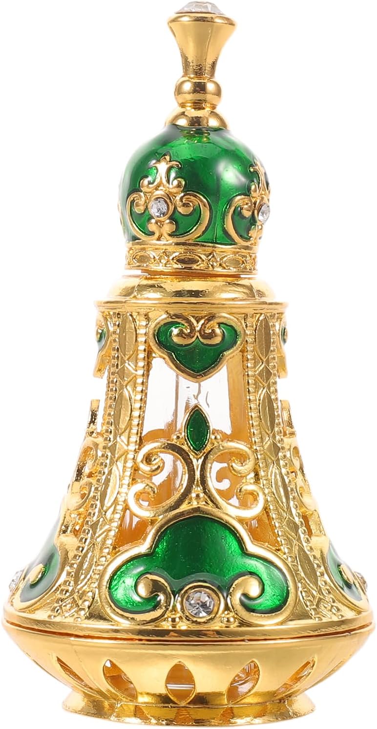 زجاجة عطر نمط الشرق الأوسط الكلاسيكي من NUOBESTY، سعة 125 مل، زجاج أخضر، قابلة لإعادة التعبئة، للعطور الأساسية، للسفر وديكور المنزل - Image 1