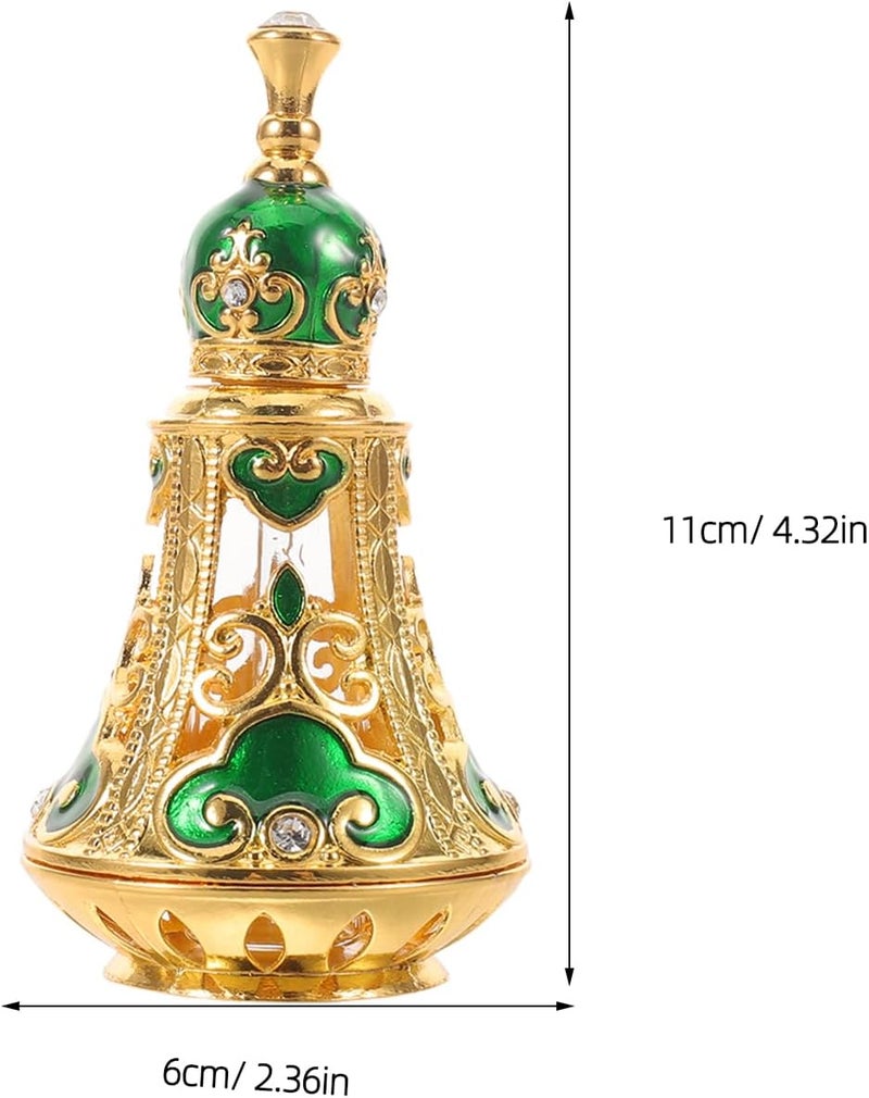 زجاجة عطر نمط الشرق الأوسط الكلاسيكي من NUOBESTY، سعة 125 مل، زجاج أخضر، قابلة لإعادة التعبئة، للعطور الأساسية، للسفر وديكور المنزل - Image 2