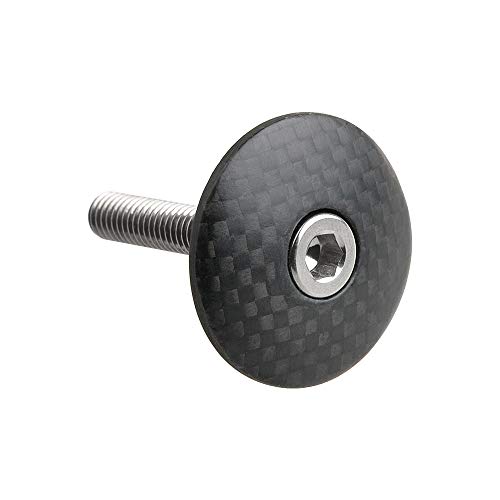 Wanyifa 1 1/8" 3K Carbon Fiber Cycling Headset Stem Top Cap with M6x35mm Titanium Bolt (Matte with Titanium) - Image 3