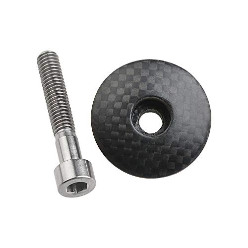 Wanyifa 1 1/8" 3K Carbon Fiber Cycling Headset Stem Top Cap with M6x35mm Titanium Bolt (Matte with Titanium) - Image 2