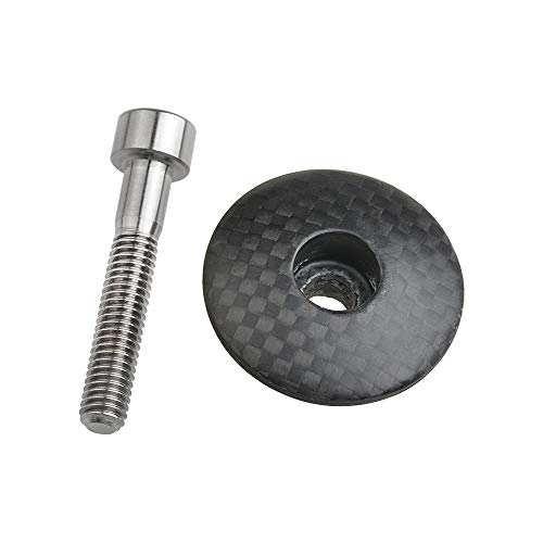 Wanyifa 1 1/8" 3K Carbon Fiber Cycling Headset Stem Top Cap with M6x35mm Titanium Bolt (Matte with Titanium) - Image 1