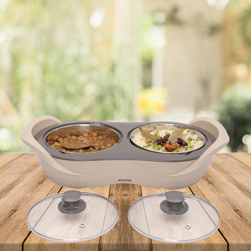 JAYPEE PLUS مجموعة جايفي بلس من الأواني الكهربائية المصنوعة من الفولاذ المقاوم للصدأ - 2 قطعة - 1150 مل - بيج - Image 2