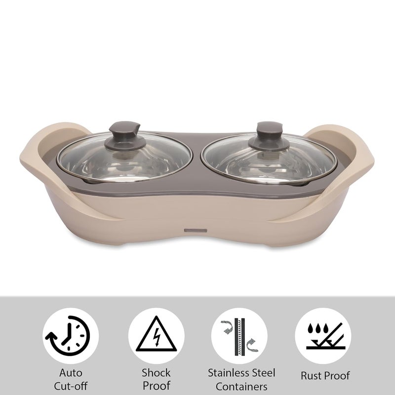 JAYPEE PLUS مجموعة جايفي بلس من الأواني الكهربائية المصنوعة من الفولاذ المقاوم للصدأ - 2 قطعة - 1150 مل - بيج - Image 5