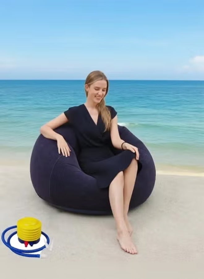 Flocking inflatable sofa, PVC adult spherical sofa, single spherical sofa, foldable outdoor leisure sofa - Image 2