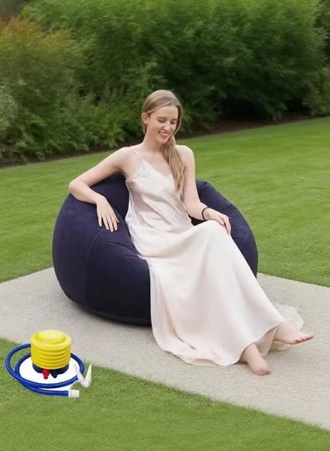 Flocking inflatable sofa, PVC adult spherical sofa, single spherical sofa, foldable outdoor leisure sofa - Image 1