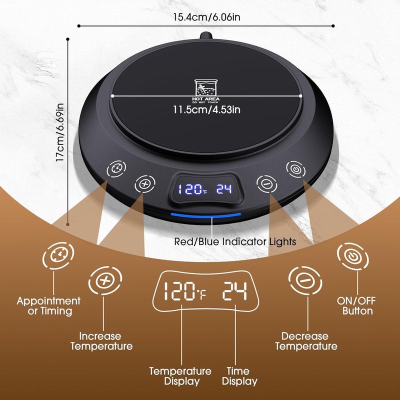 MQFORU Sourdough Starter Warmer Mat, Precise 1°F Thermostat Control (70-120°F) Sourdough Heating Mat, Warmer for Sourdough Starter, 0-24h Timer, Auto On/Off, Memory Function (Black) - Image 4