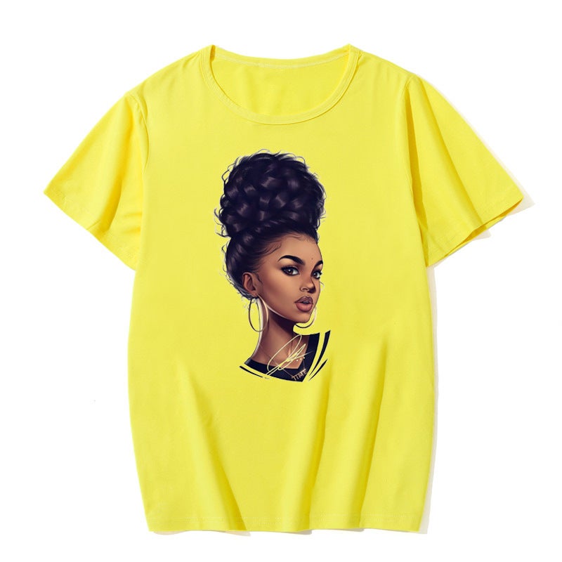 2020 Black Girl Women'S Colorful Short Sleeve T-Shirt Fashion Women'S T-Shirt Supply - Image 1