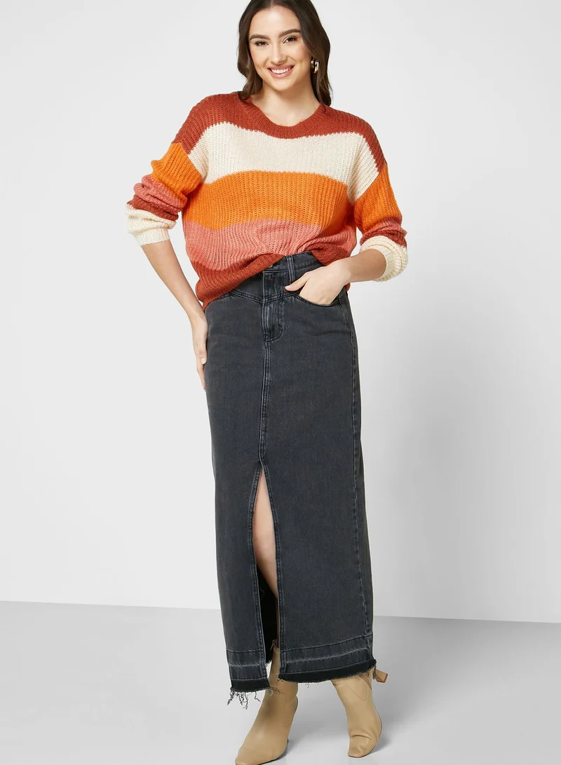 Jacqueline de Yong Color Block Knitted Sweater