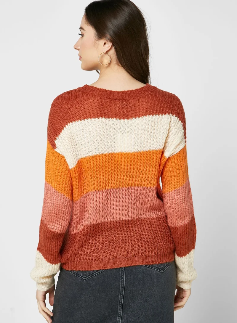 Jacqueline de Yong Color Block Knitted Sweater