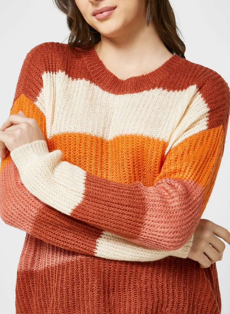 Jacqueline de Yong Color Block Knitted Sweater