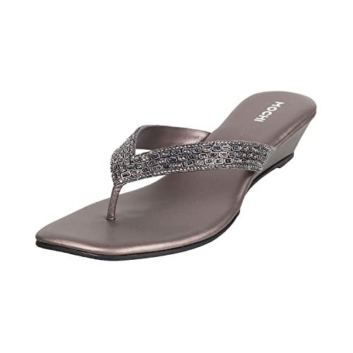 Mochi Women's Metallic Ethnic Slip-on Heel Fashion Sandals UK/6 EU/39 (35-4992) - Image 1