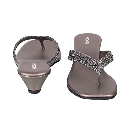 Mochi Women's Metallic Ethnic Slip-on Heel Fashion Sandals UK/6 EU/39 (35-4992) - Image 5