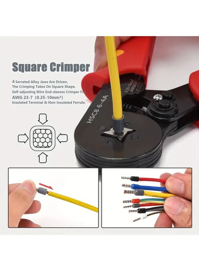 HSC8 6 4A YR 1200 KIT Electrician Ferrule Crimping Tool Adjustable Ratchet Wire Pliers - Image 5