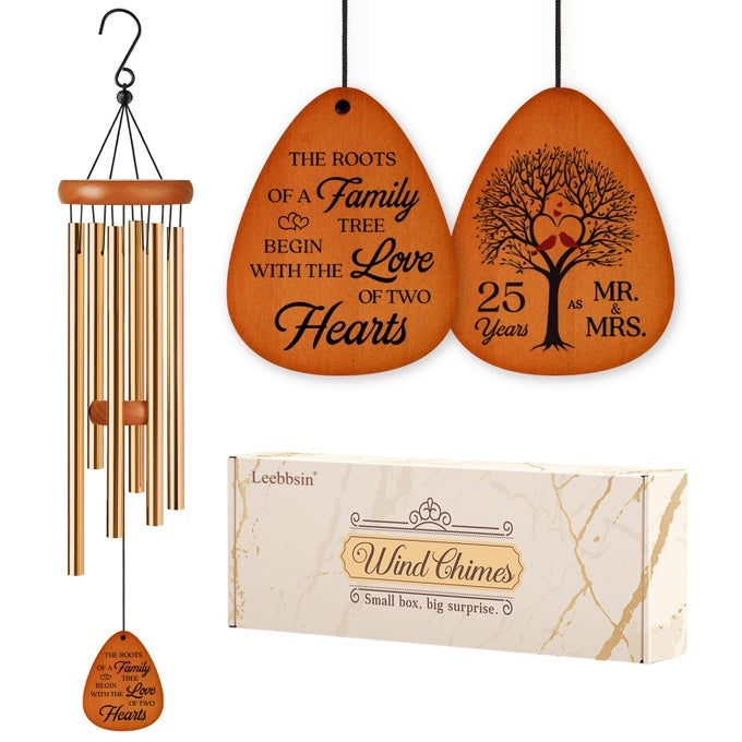 25TH WEDDING ANNIVERSARY WIND CHIME HAPPY 25TH ANNIVERSARY ROMANTIC GIFTS FOR COUPLE PARENTS WIFE HUSBAND FRIENDS SLIVER WEDDING ANNIVERSARYS KEEPSAKE GIFTS IDEAS