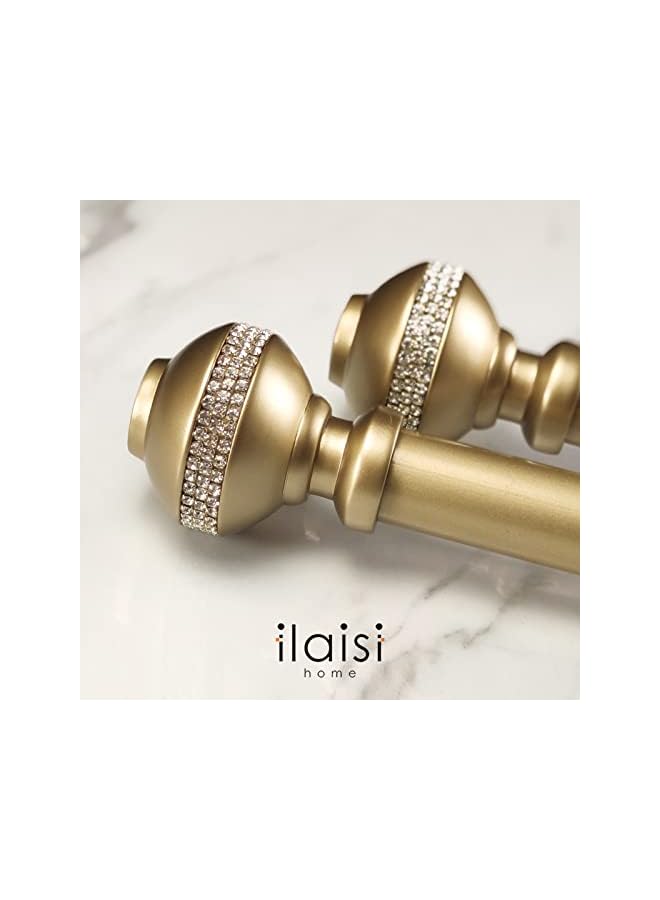 The Bros Double Curtain Rod Set:1-1/8 Inch Diameter Luxury Gold Curtain Rods,72-144 Inch Adjustable Gold Drapery Rod with Rhinestone Finials for 1 Pack - Image 5