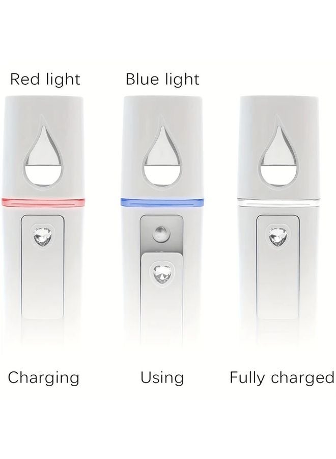 أبيض مع مرآة رذاذ محمول باليد قابلة لإعادة الشحن عبر USB لترطيب الوجه والجسم - Image 4