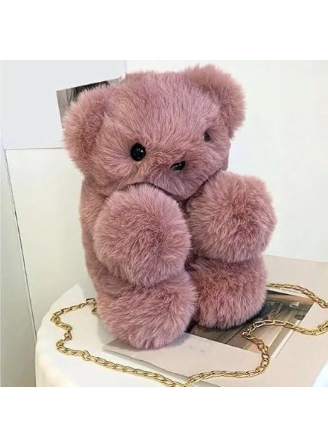 Cute Fluffy Shoulder & Crossbody Bag for Girls and Kids – Soft Chain Strap Design, Size 29×21 cm - Image 2