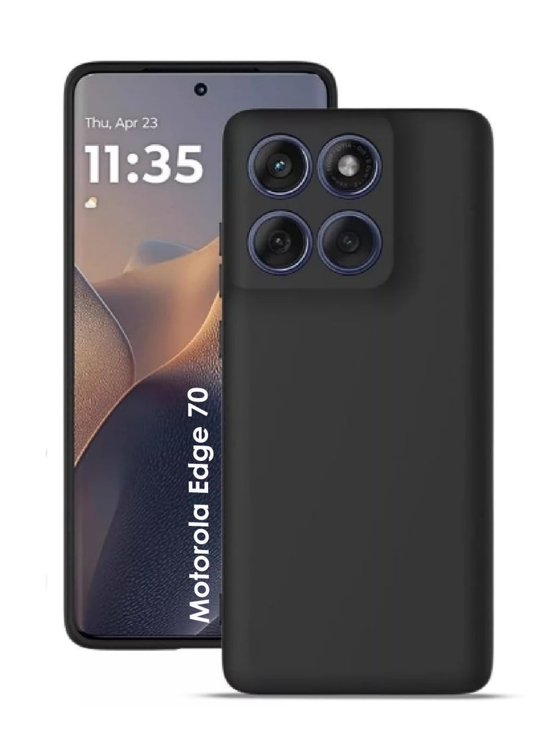 غطاء خلفي من السيليكون لهاتف موتورولا إيدج 70 - مصنوع من سيليكون TPU، متين وذو فتحات دقيقة - حماية من الخدوش والغبار والبقع، غطاء مقاوم للصدمات والماء لهاتف موتورولا إيدج 70 - أسود - Image 1