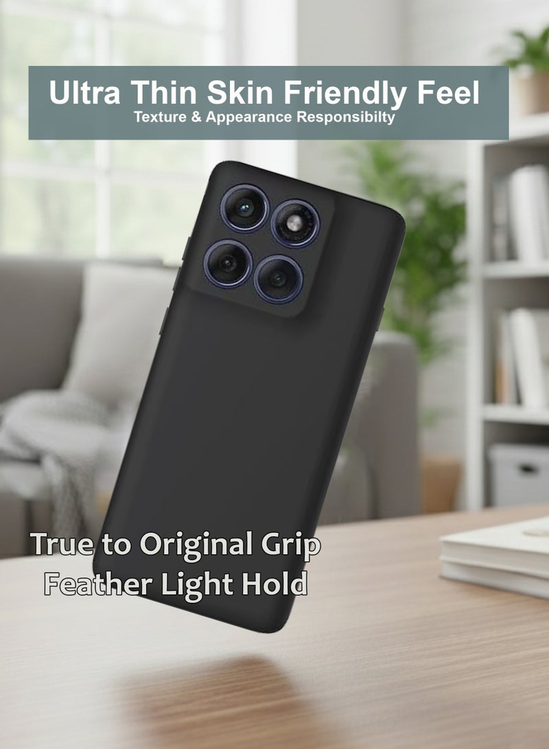 غطاء خلفي من السيليكون لهاتف موتورولا إيدج 70 - مصنوع من سيليكون TPU، متين وذو فتحات دقيقة - حماية من الخدوش والغبار والبقع، غطاء مقاوم للصدمات والماء لهاتف موتورولا إيدج 70 - أسود - Image 3