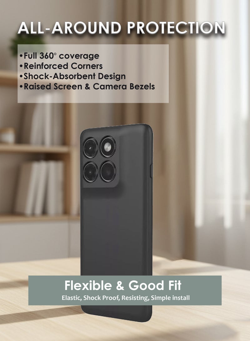 غطاء خلفي من السيليكون لهاتف موتورولا إيدج 70 - مصنوع من سيليكون TPU، متين وذو فتحات دقيقة - حماية من الخدوش والغبار والبقع، غطاء مقاوم للصدمات والماء لهاتف موتورولا إيدج 70 - أسود - Image 2