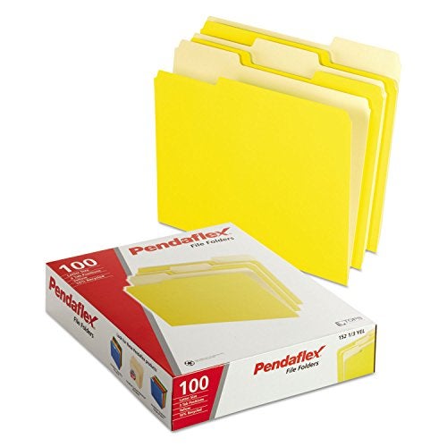 Pendaflex Two-Tone Color File Folders, Letter Size, Yellow, 1/3 Cut, 100 per box (152 1/3 YEL) - Image 2