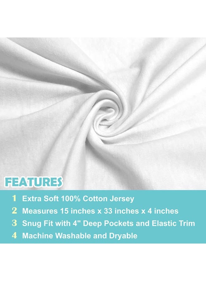 American Baby Company 15" x 33" Fitted Bassinet Sheet, 100% Natural Cotton Jersey Knit, White, Soft Breathable, for Boys and Girls, Pack of 2  - Image 2