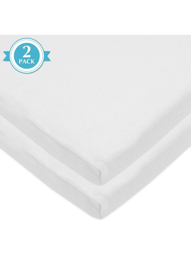 American Baby Company 15" x 33" Fitted Bassinet Sheet, 100% Natural Cotton Jersey Knit, White, Soft Breathable, for Boys and Girls, Pack of 2  - Image 3
