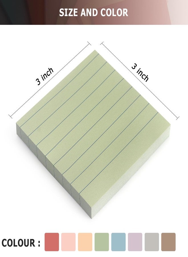 Eastern Wolf 8 Pads Lined Sticky Notes Vintage Color 3x3 in Self-Stick Sticky Note Pads Lined Pads 8 Pads/Pack, 640 Sheets, Easy to Paste for Office, School, Home - Image 3