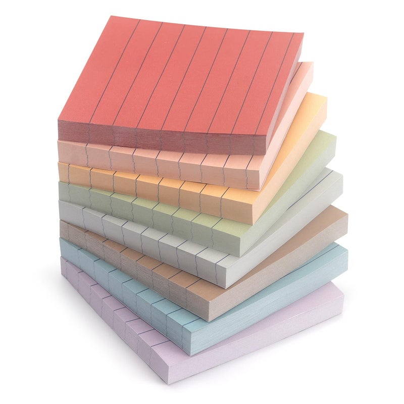Eastern Wolf 8 Pads Lined Sticky Notes Vintage Color 3x3 in Self-Stick Sticky Note Pads Lined Pads 8 Pads/Pack, 640 Sheets, Easy to Paste for Office, School, Home - Image 1