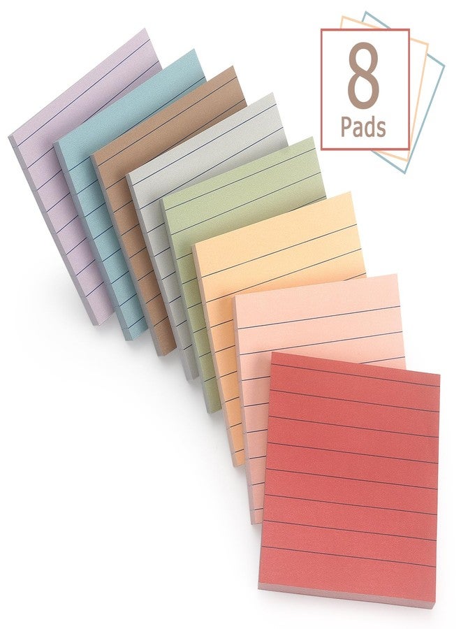 Eastern Wolf 8 Pads Lined Sticky Notes Vintage Color 3x3 in Self-Stick Sticky Note Pads Lined Pads 8 Pads/Pack, 640 Sheets, Easy to Paste for Office, School, Home - Image 2
