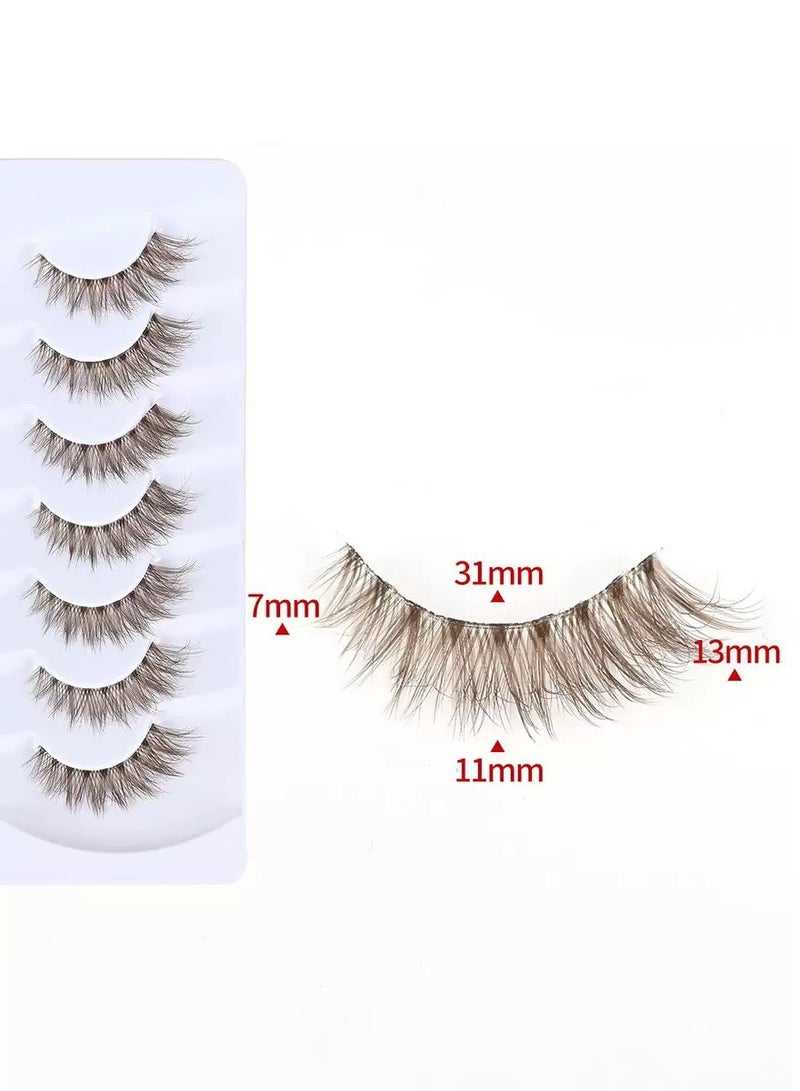 Generic Brown Mink False Eyelashes, Fluffy Wispy Lashes 7 Pairs, Natural Look, Contact Lens Friendly, Easy to Apply, 13mm Reusable for Daily  - Image 4