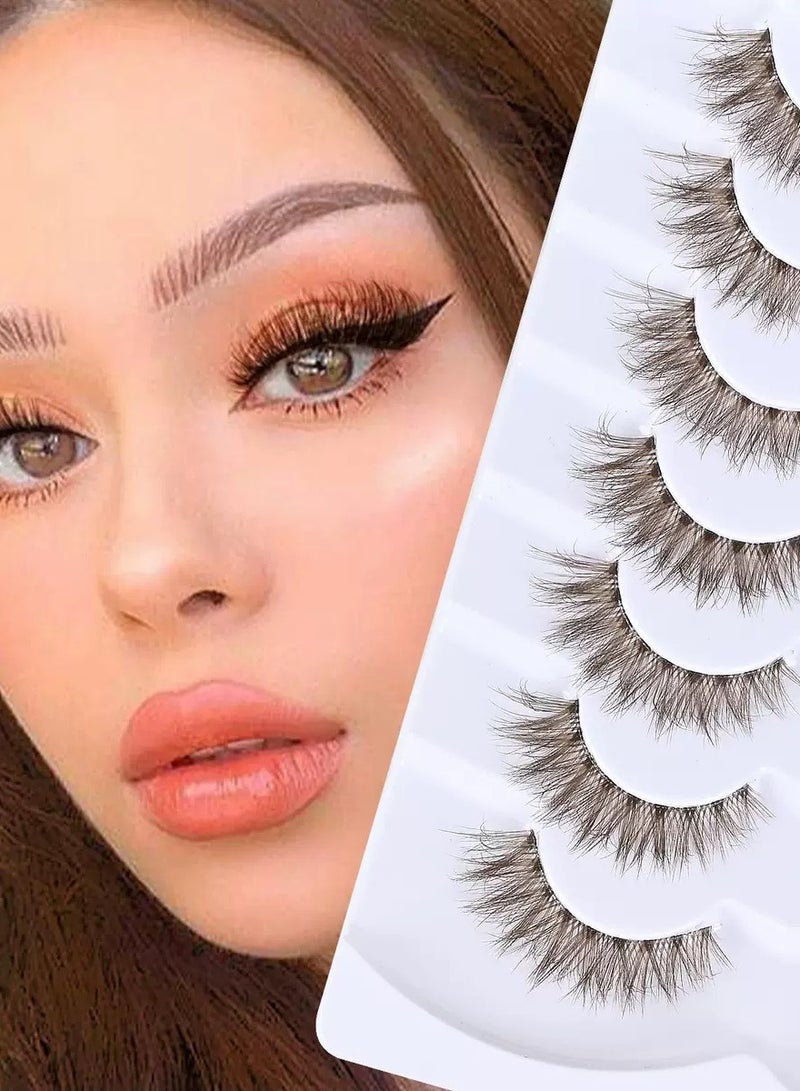 Generic Brown Mink False Eyelashes, Fluffy Wispy Lashes 7 Pairs, Natural Look, Contact Lens Friendly, Easy to Apply, 13mm Reusable for Daily  - Image 2