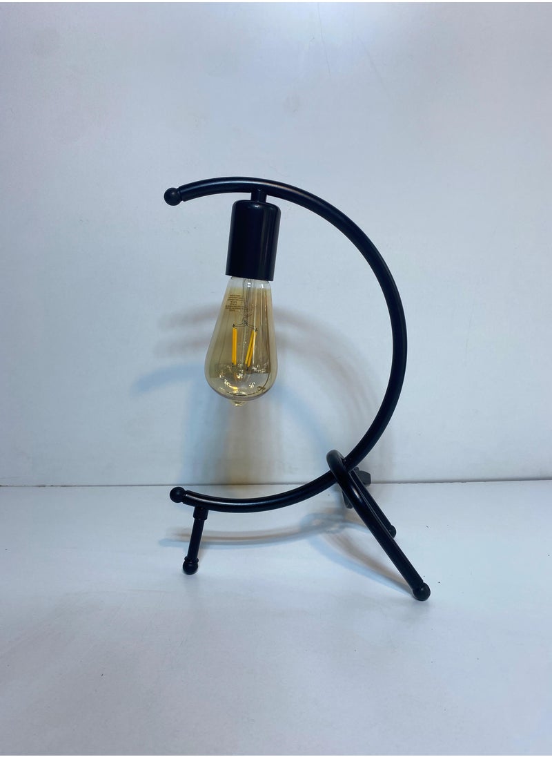 El Rawda Lighting - Distinctive Table Lamp Shade In The Shape Of A Crescent, Suitable For All Tastes, Black Metal - Image 1