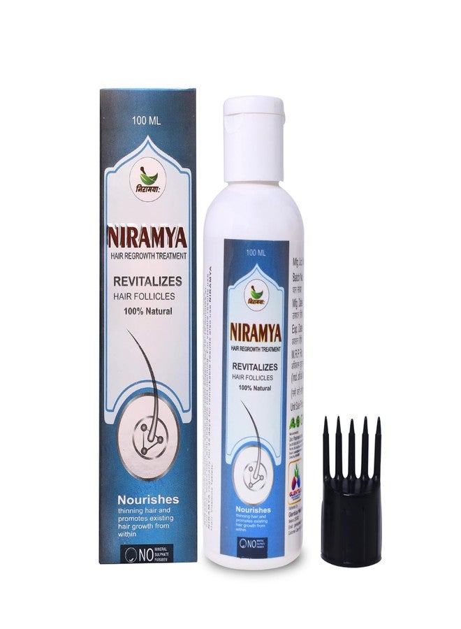 Niramya Natural Hair Growth Treatment Oil, 100ml, With Applicator Comb, Revitalizes Hair Follicles, Non-Sticky Formula for Men and Women, Promotes Regrowth and Reduces Hair Fall - Image 1