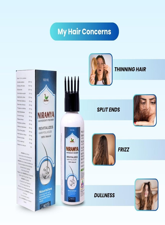 Niramya Natural Hair Growth Treatment Oil, 100ml, With Applicator Comb, Revitalizes Hair Follicles, Non-Sticky Formula for Men and Women, Promotes Regrowth and Reduces Hair Fall - Image 5