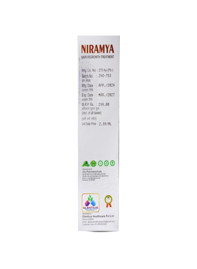Niramya Natural Hair Growth Treatment Oil, 100ml, With Applicator Comb, Revitalizes Hair Follicles, Non-Sticky Formula for Men and Women, Promotes Regrowth and Reduces Hair Fall - Image 2