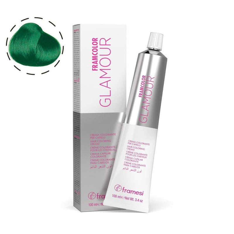 Framesi Morphosis FRAMCOLOR GLAMOUR 7.11 Pure Green 100ml — Intense Green Shade for Creative Salon Color - Image 1