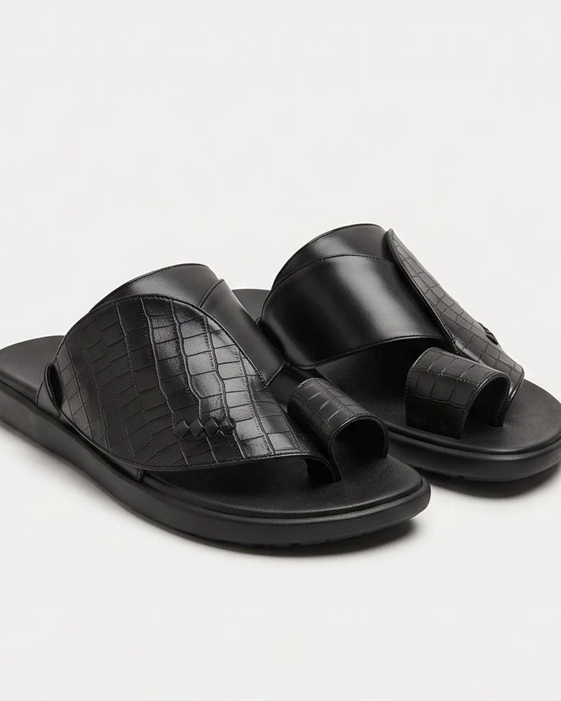 REDTAG Men Black Arabian Shirqi Casual Sandals
